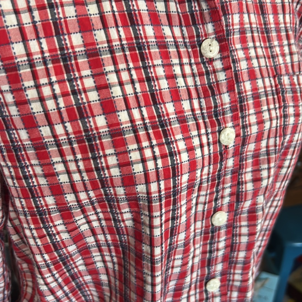 Red, White and Blue Plaid Shirt - Picture 3 of 16